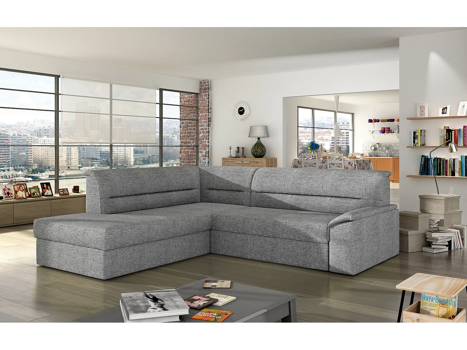 Ecksofa Lusio L/Stoff-Grau