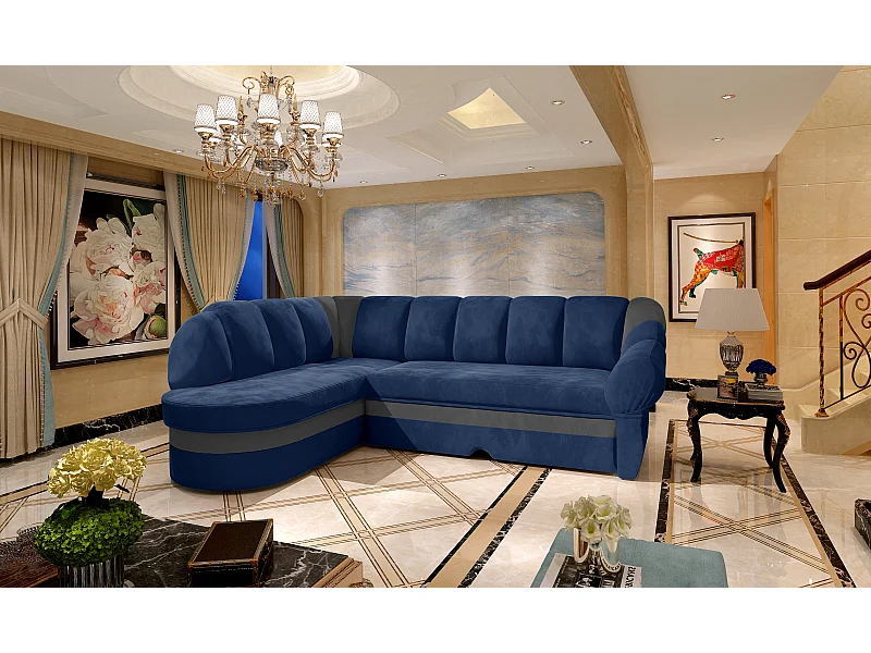 Canapé Corner Fuente L/Tissu-Bleu