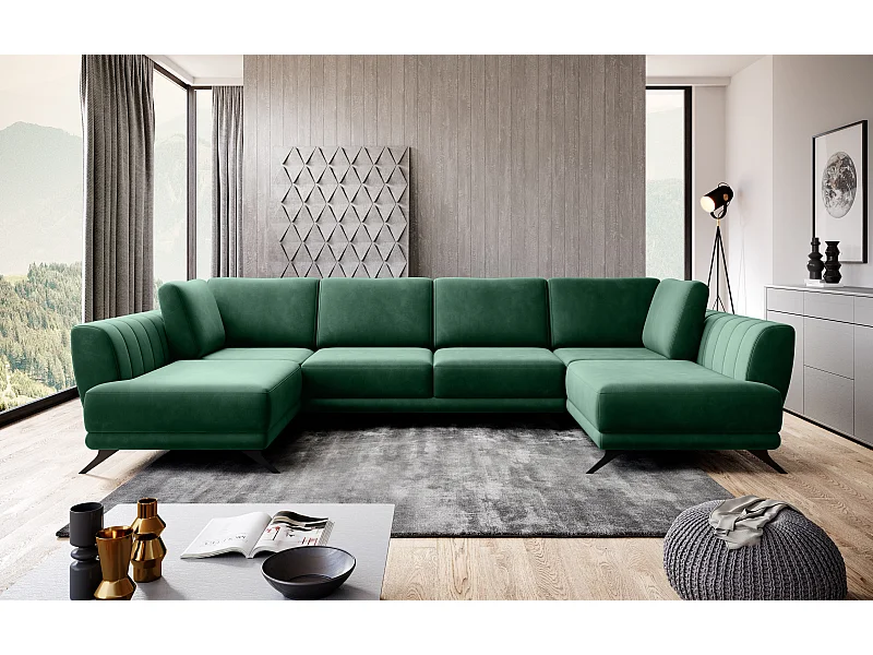 Ecksofa London-U/Stoff-Grün