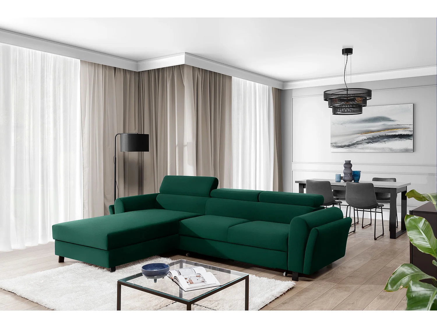 Ecksofa Salvia L/Stoff-Grün