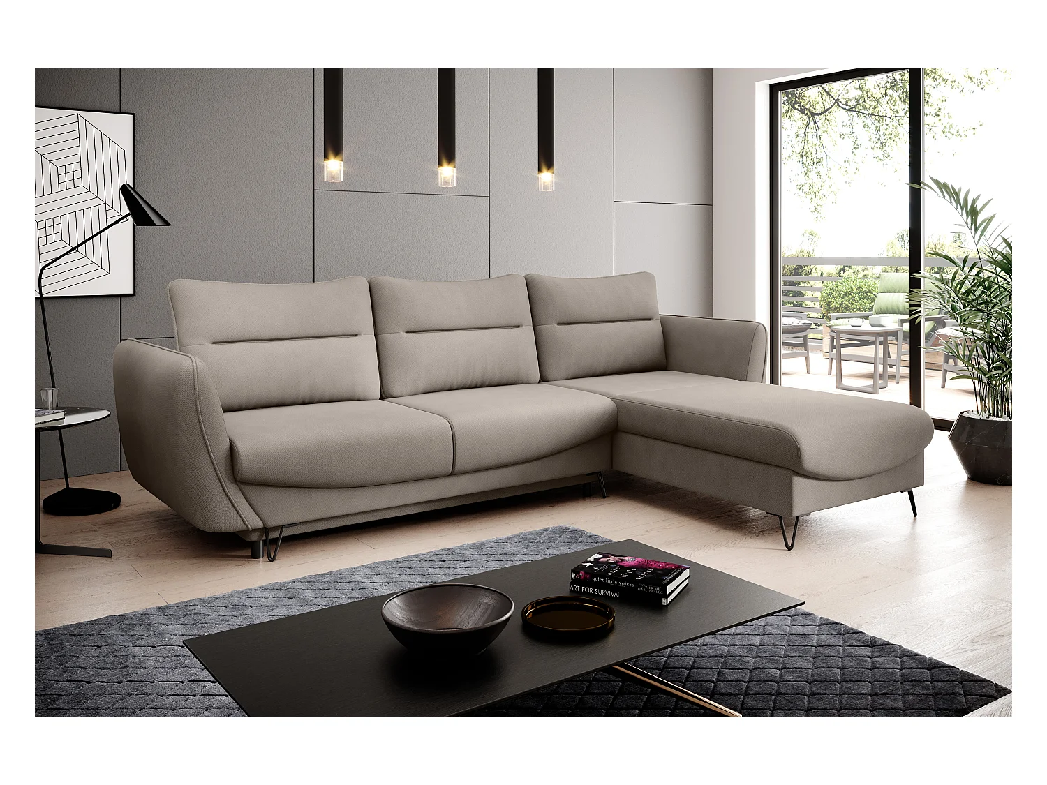 Divano d'angolo Astra R/Tessuto-Beige