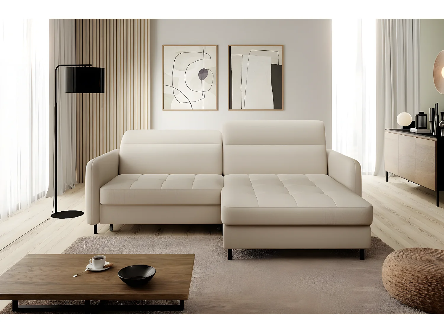 Canapé Corner Tippo R/Tissu/Beige