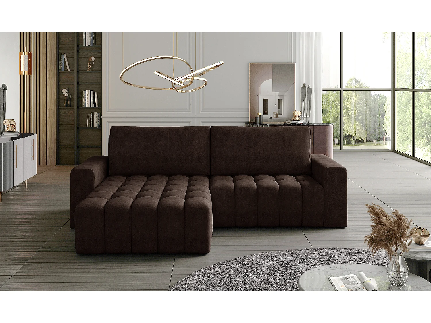 Canapé Corner Stelvino L/Tissu-Marron