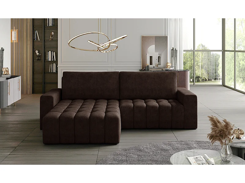 Divano d'angolo Stelvino L/Tessuto-Marrone