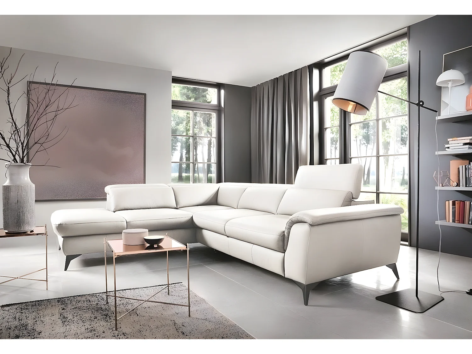 Ecksofa Calia L/Stoffbezug/Beige