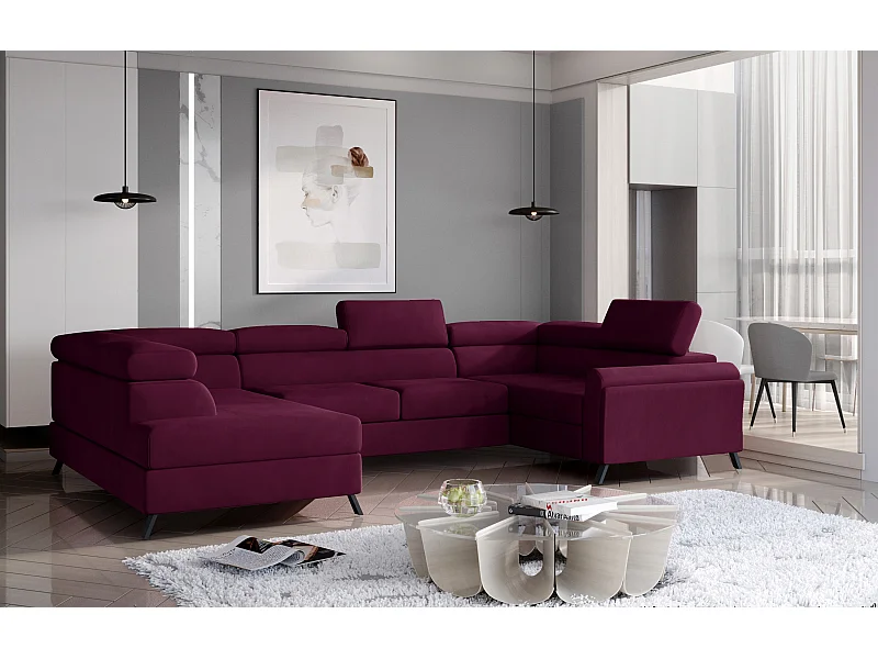 Ecksofa Lenzo UL/Stoff-Bordeux