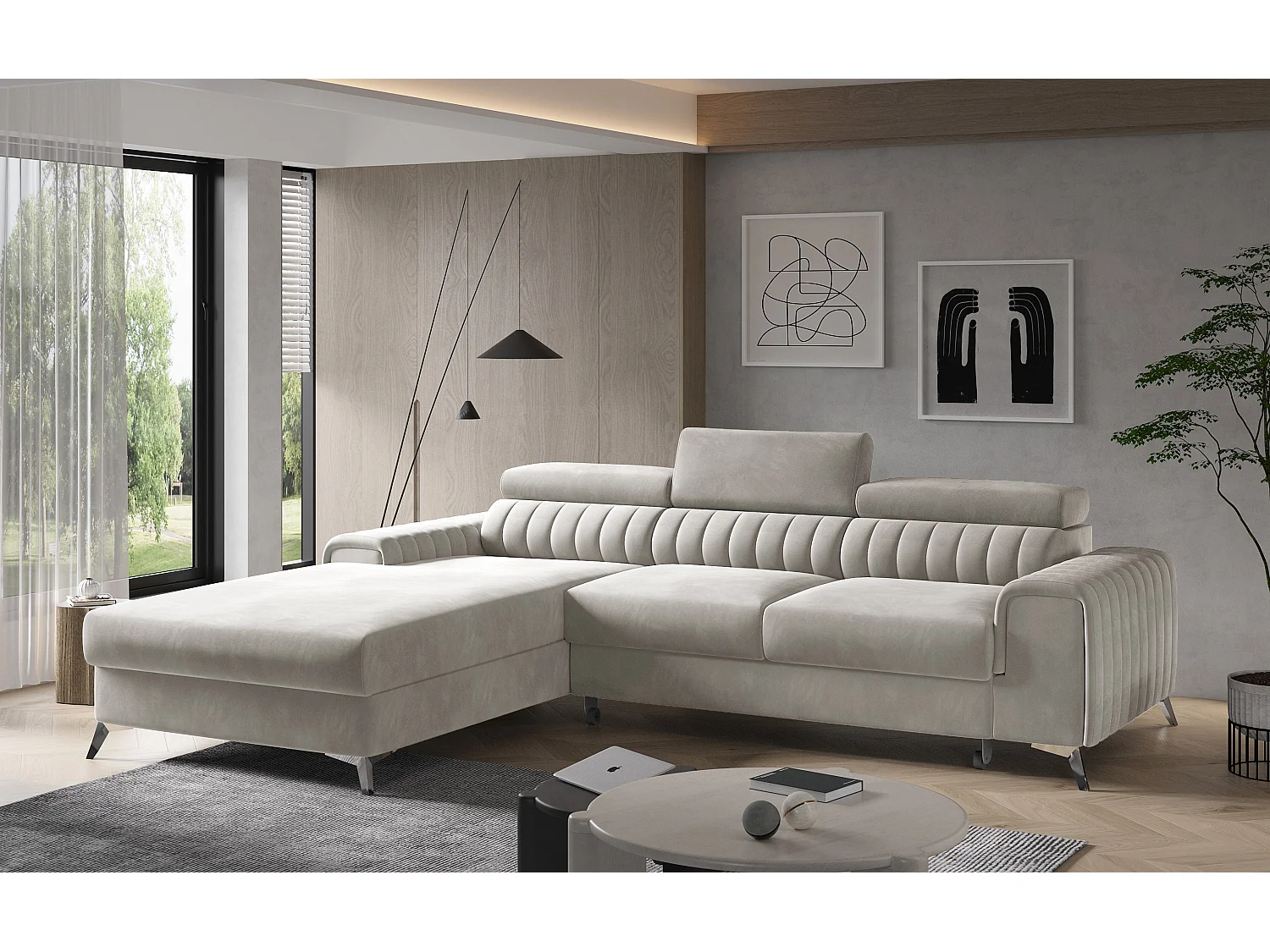 Ecksofa Futura L/Stoff-Beige
