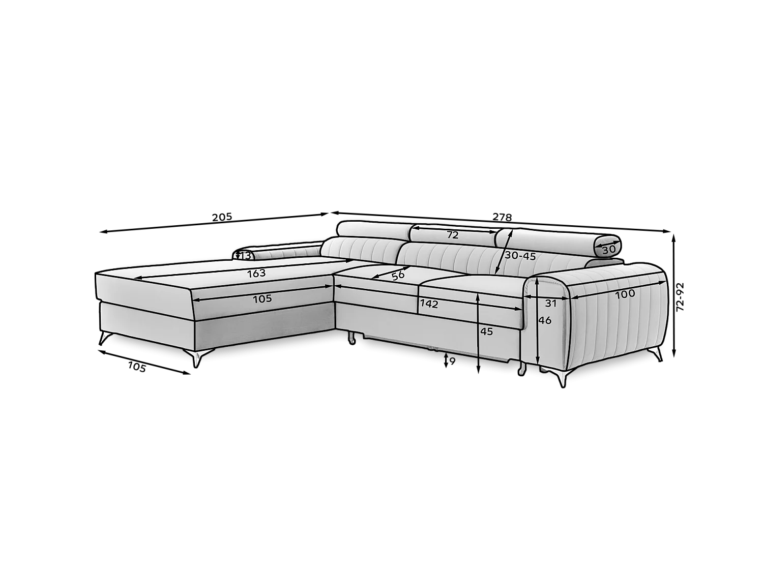 Ecksofa Futura L/Stoff-Beige
