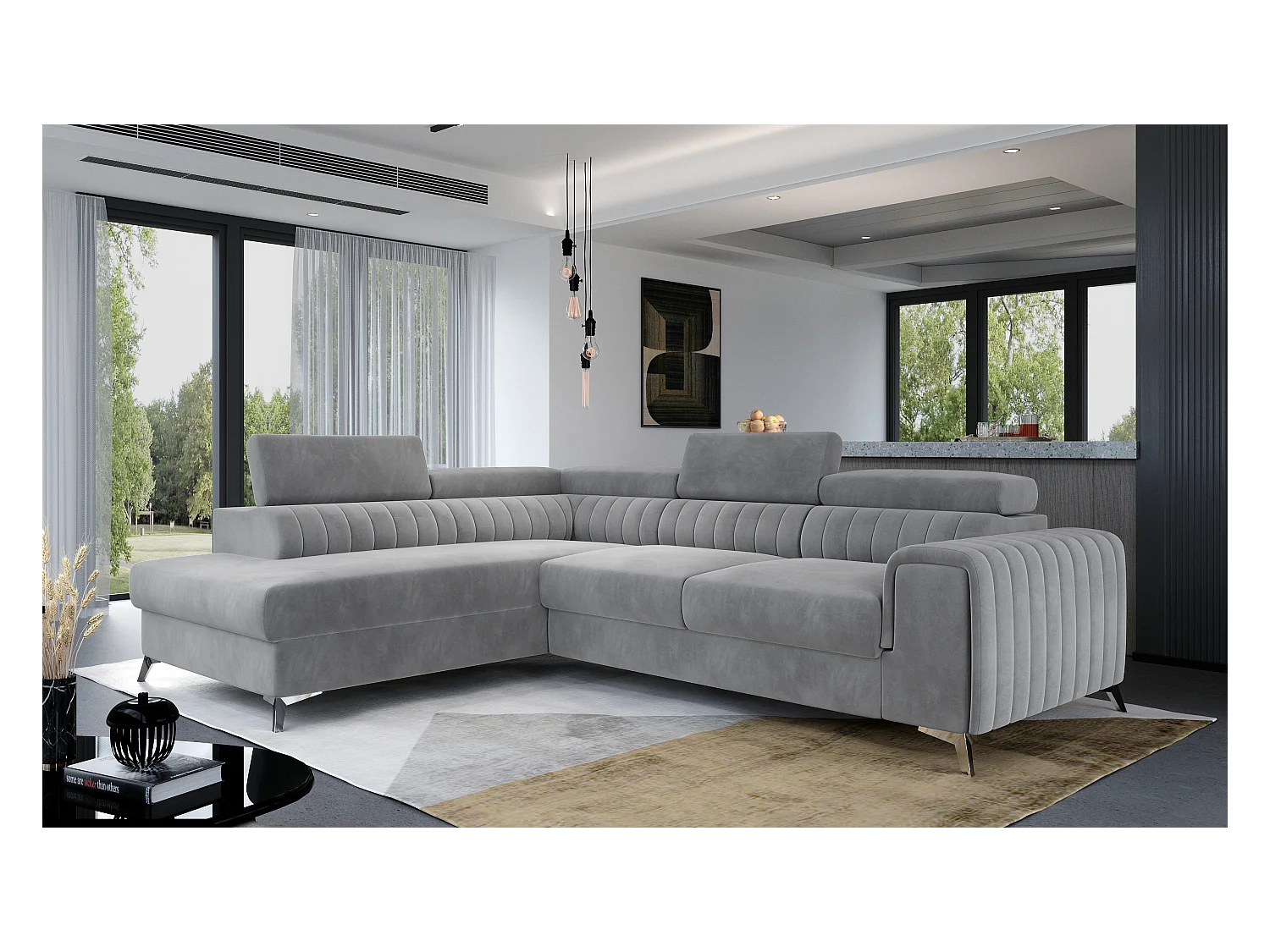 Ecksofa Genova L/Stoffbezug/Grau/An Lager