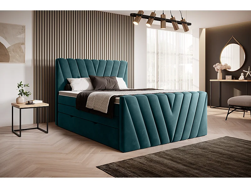 Boxspringbett Twister S (140x200)/Stoff-Grün