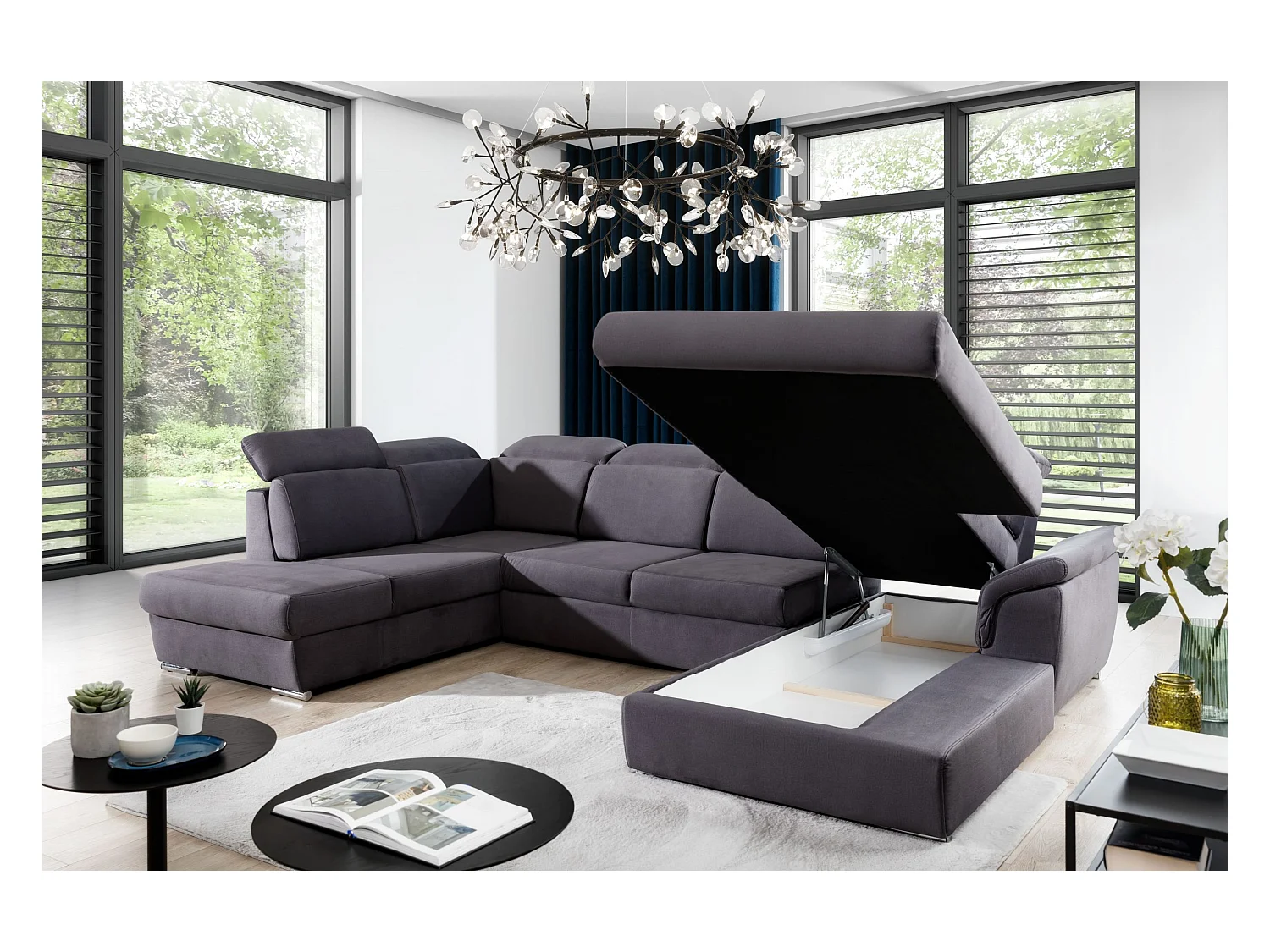 Canapé Corner Marllon UR/Tissu-Anthracite