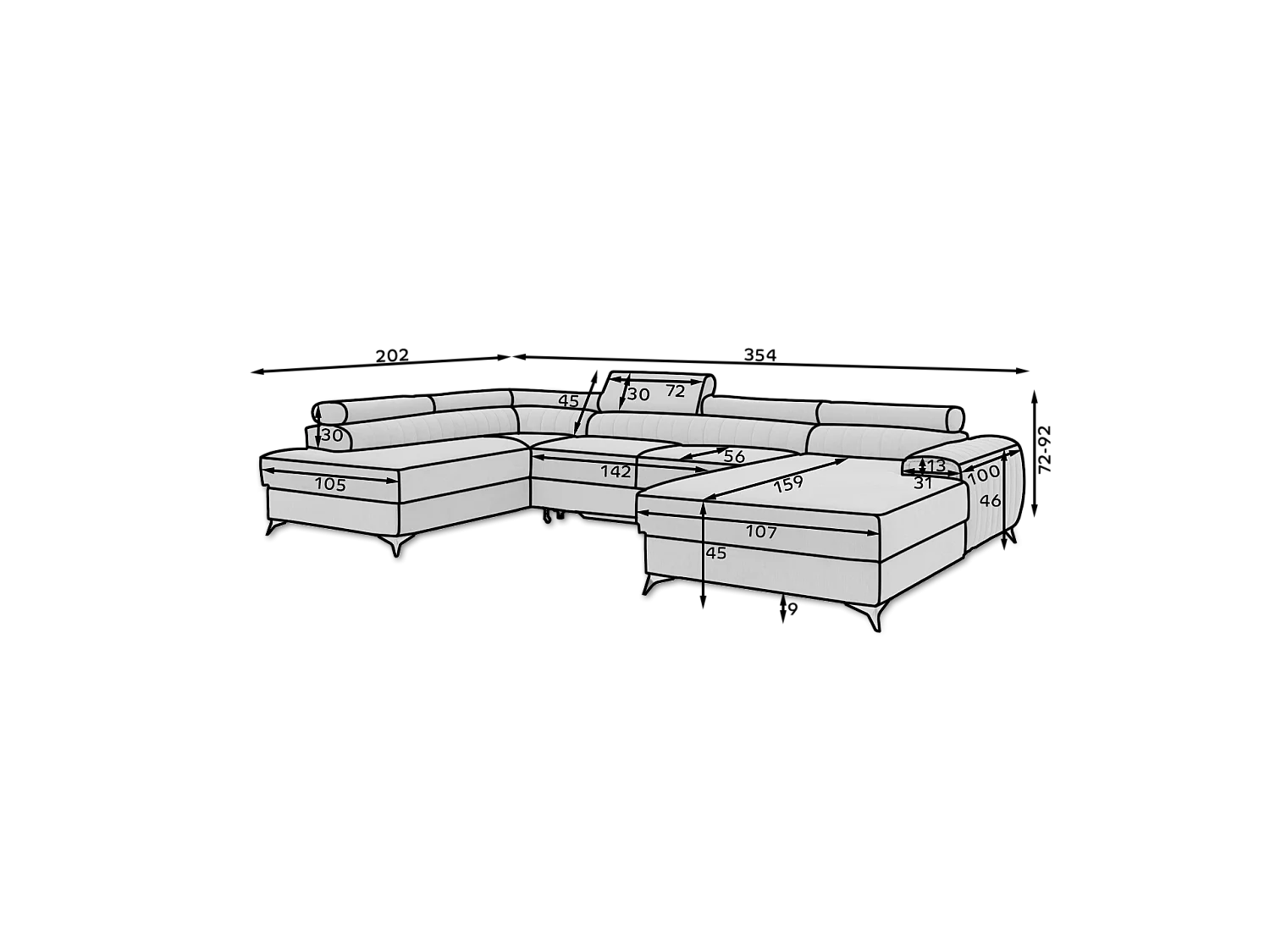 Divano d'angolo Exklusivo UL/Tessuto-Marrone