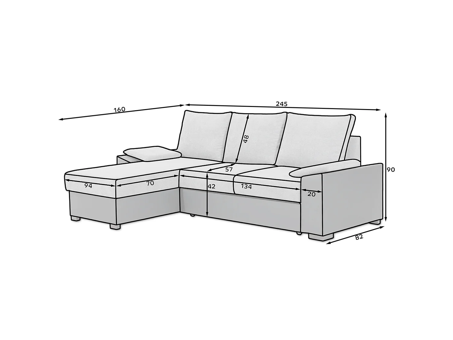 Ecksofa Cadro R/Stoff-Rot