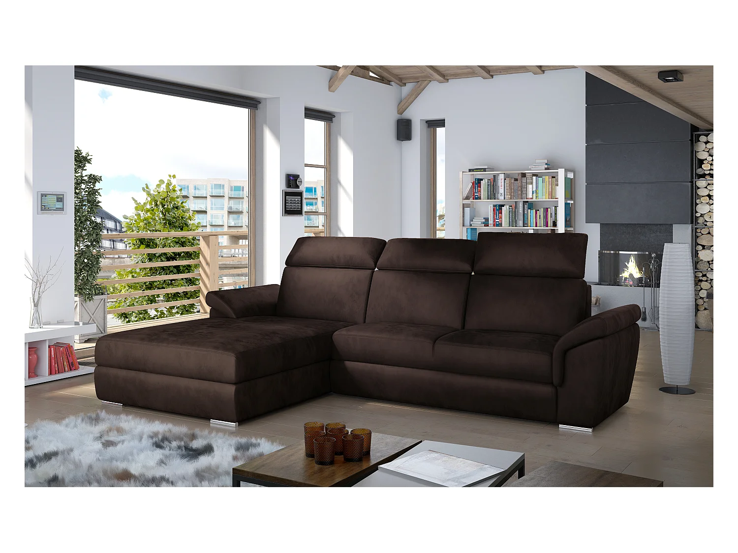 Ecksofa Jolly L/Stoff-Braun