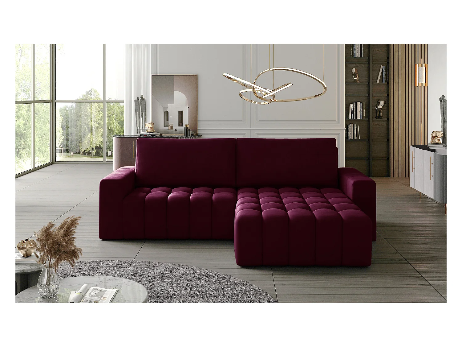 Ecksofa Stelvino R/Stoff-Bordeux