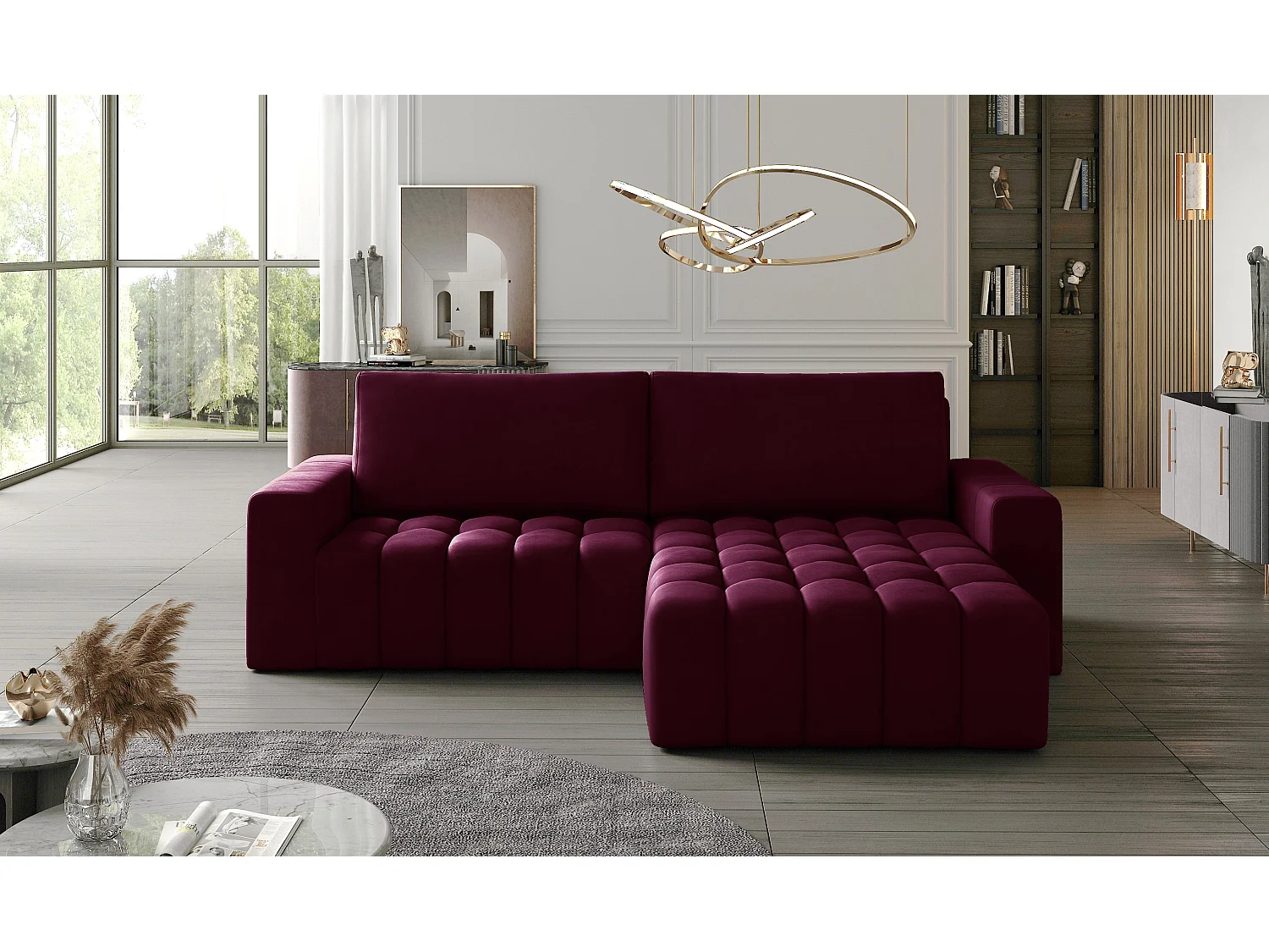 Ecksofa Stelvino R/Stoff-Bordeux