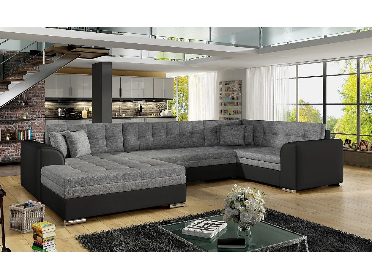 Canapé Corner Olio UL/Tissu/Anthracite&Noir/En stock