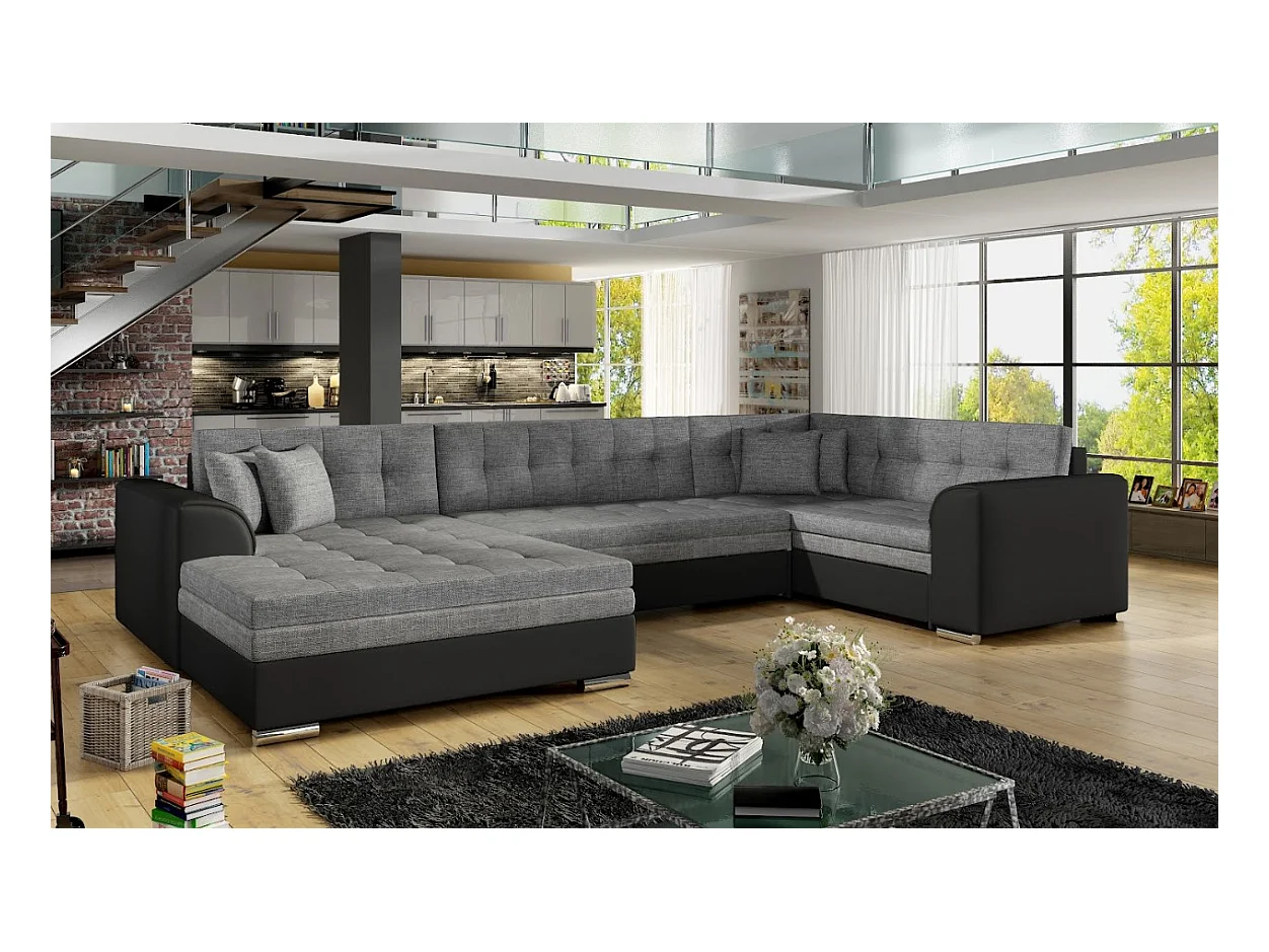 Canapé Corner Olio UL/Tissu/Anthracite&Noir/En stock