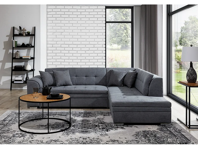 Canapé Corner Atlanta L/Tissu-Gris