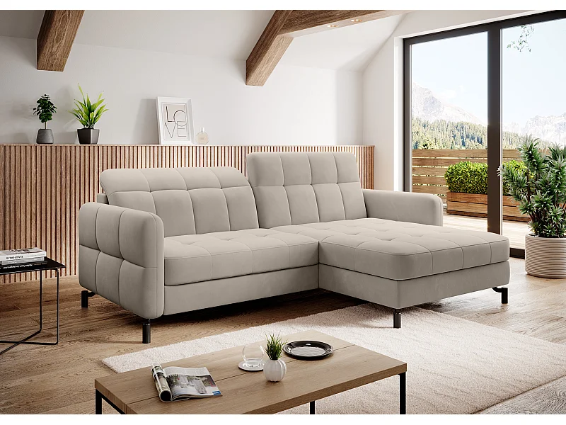 Divano d'angolo Anna R/Tessuto-Beige