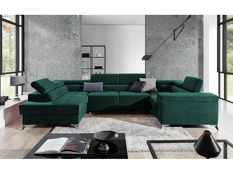 Divano d'angolo Roberto UL/Tessuto-Verde