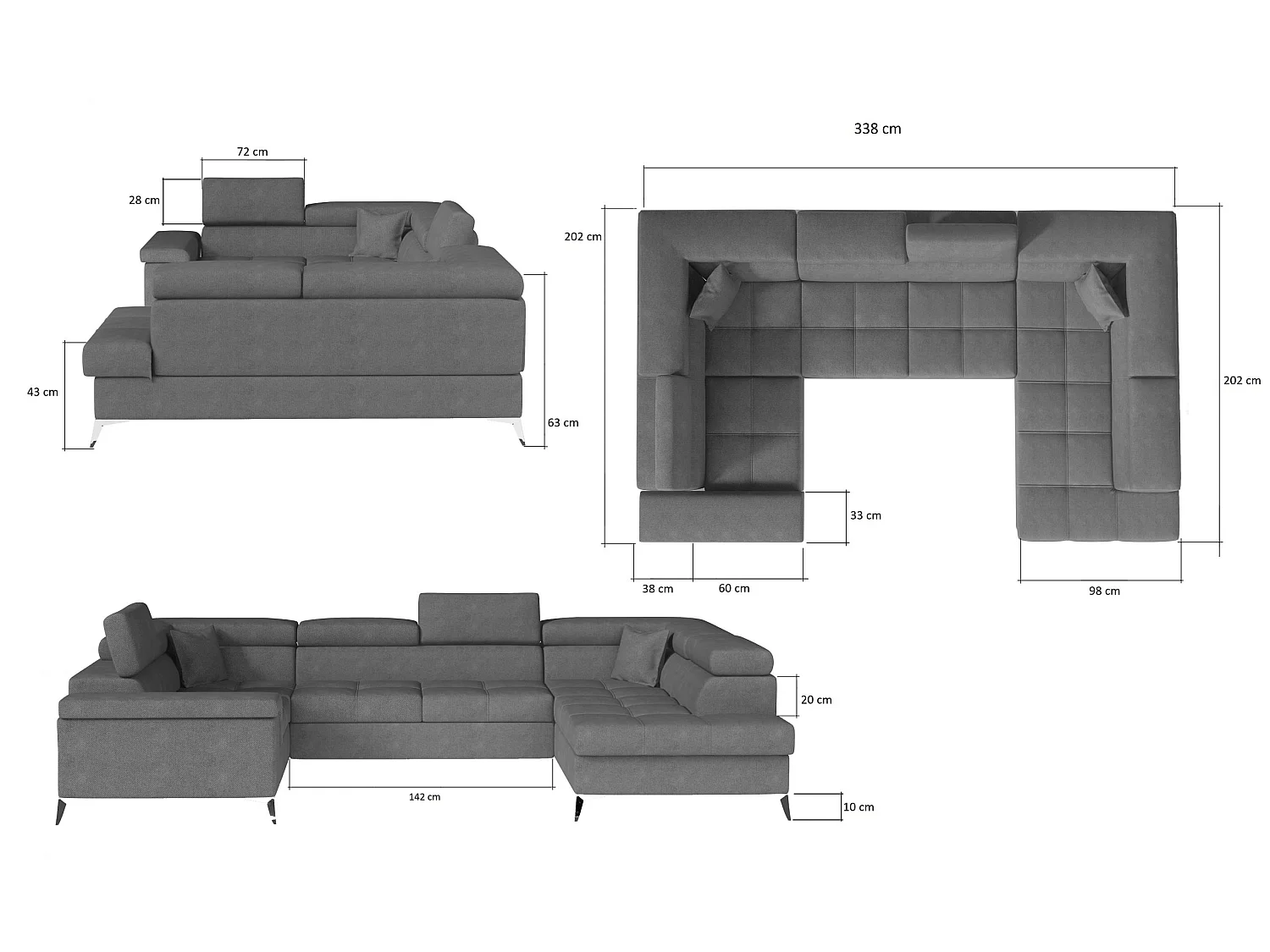 Divano d'angolo Roberto UL/Tessuto-Verde