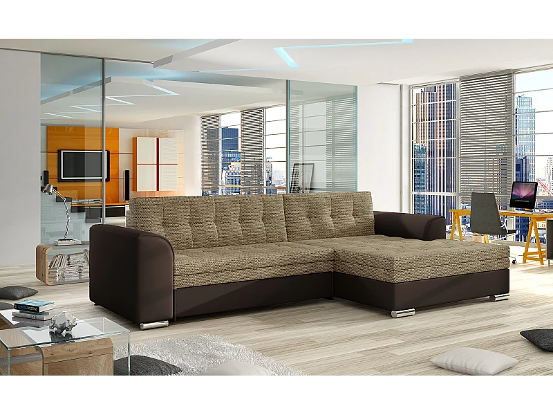 Canapé Corner Merati R/Tissu-Marron