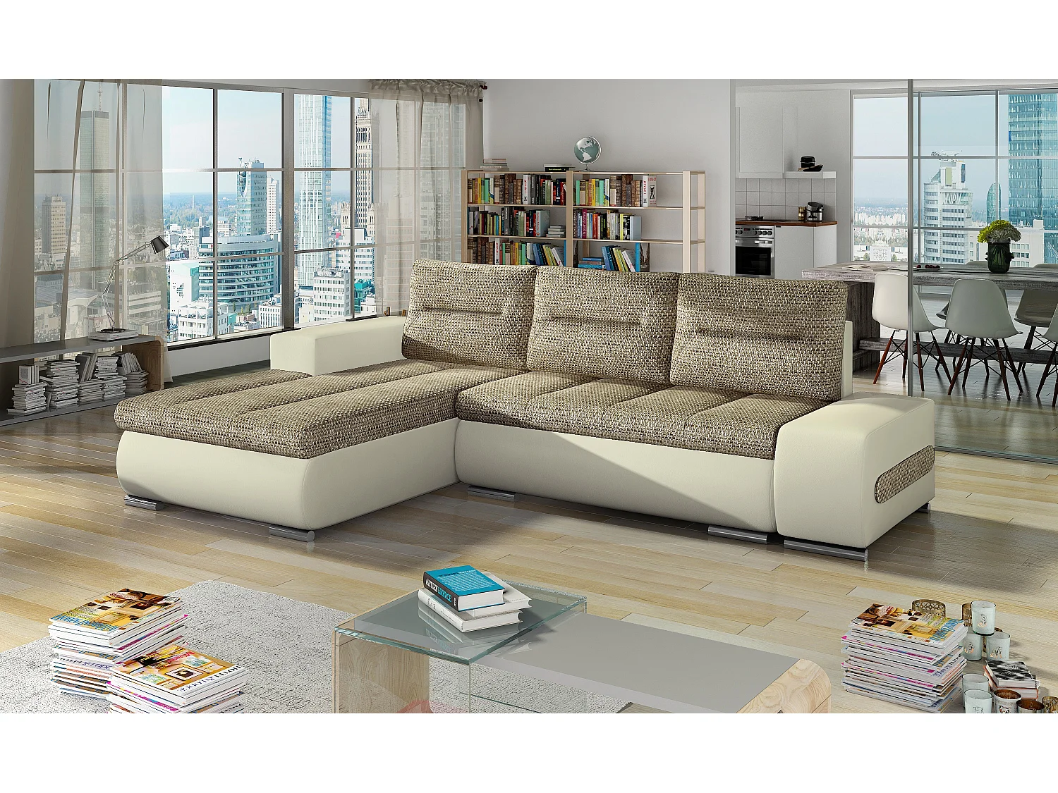 Ecksofa Legero L/Stoff-Beige