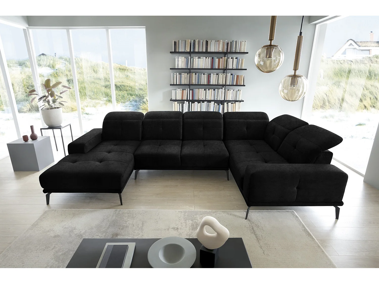 Ecksofa Conrado UR/Stoff-Schwarz