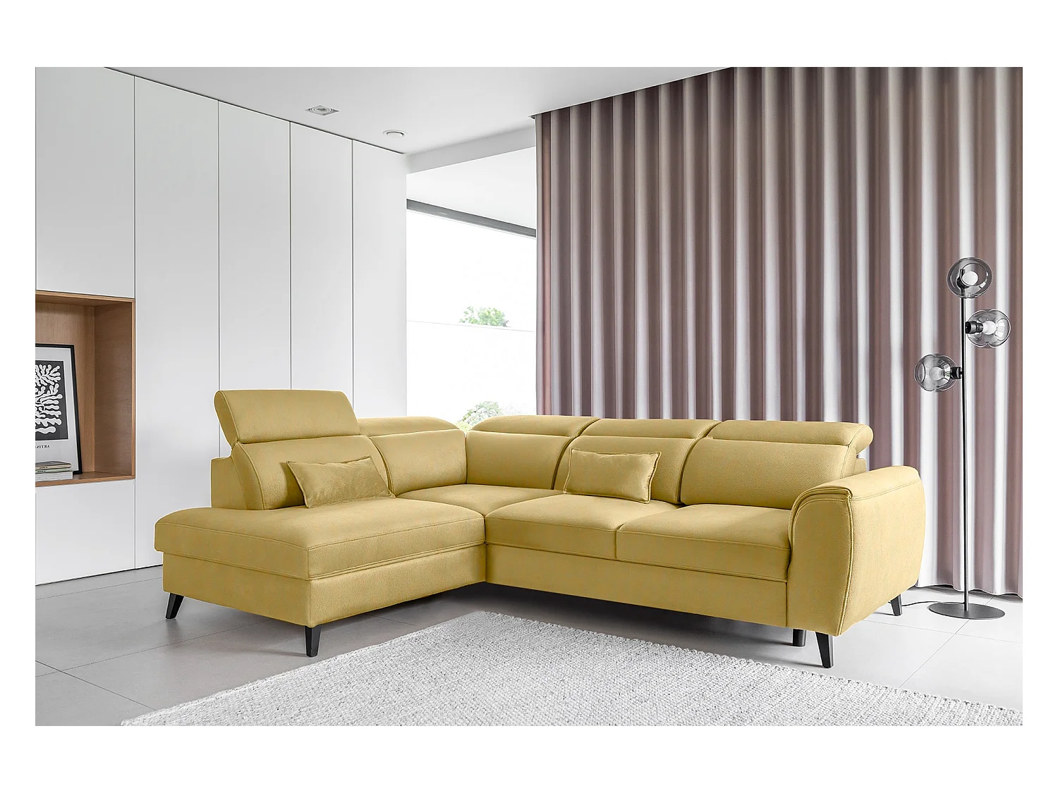 Ecksofa Dino L/Stoffbezug/Gelb