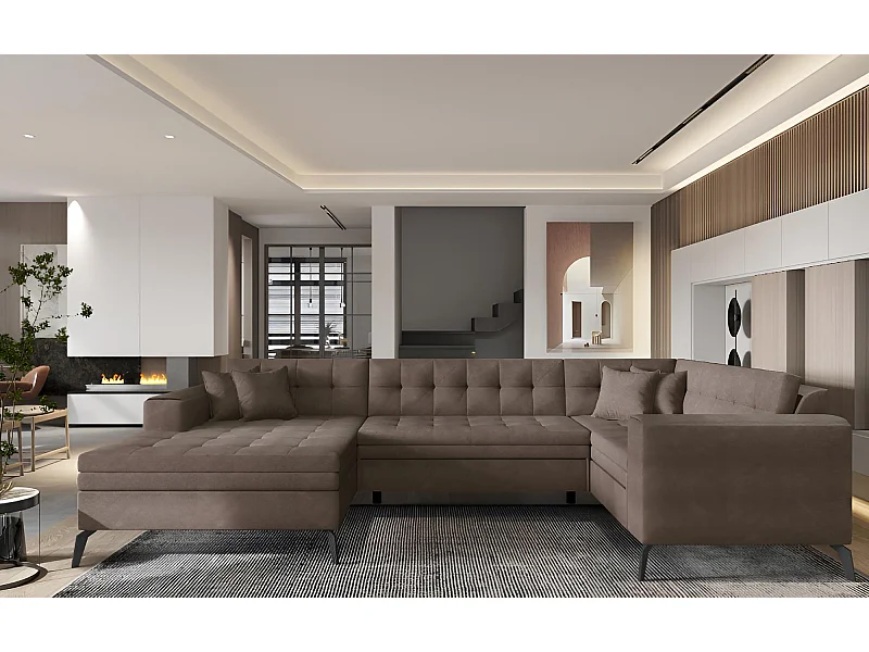 Ecksofa Solvio UL/Stoff-Braun