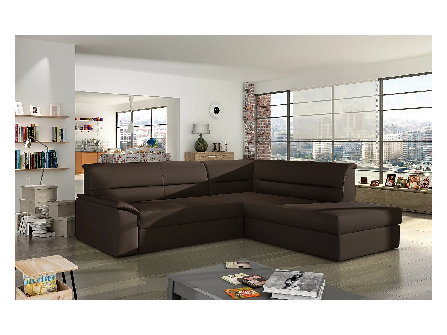 Ecksofa Bergen R/Stoff-Braun