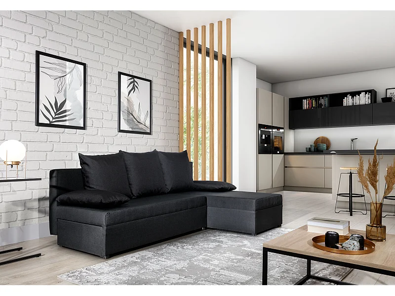 Ecksofa Picano R/Stoff-Schwarz