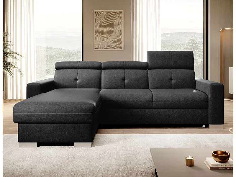 Ecksofa Vittorio L/Stoffbezug/Anthrazit