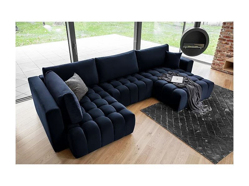 Divano d'angolo Stelvio UR/Tessuto-Blu