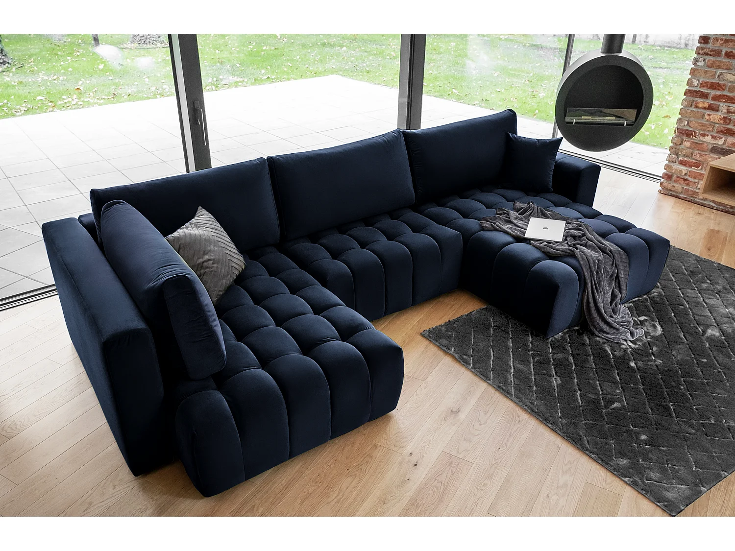 Ecksofa Stelvio UR/Stoff-Blau