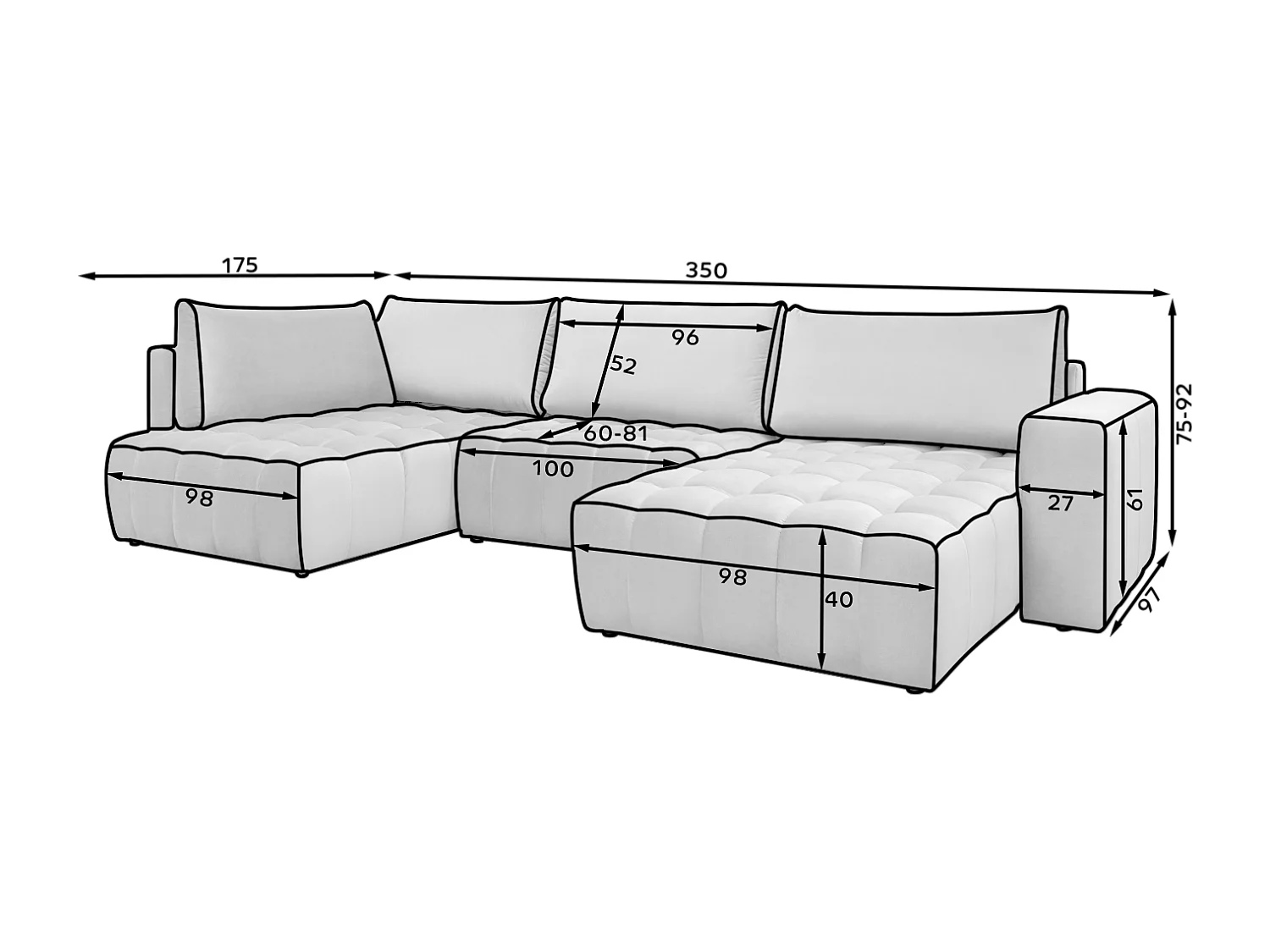 Ecksofa Stelvio UR/Stoff-Blau