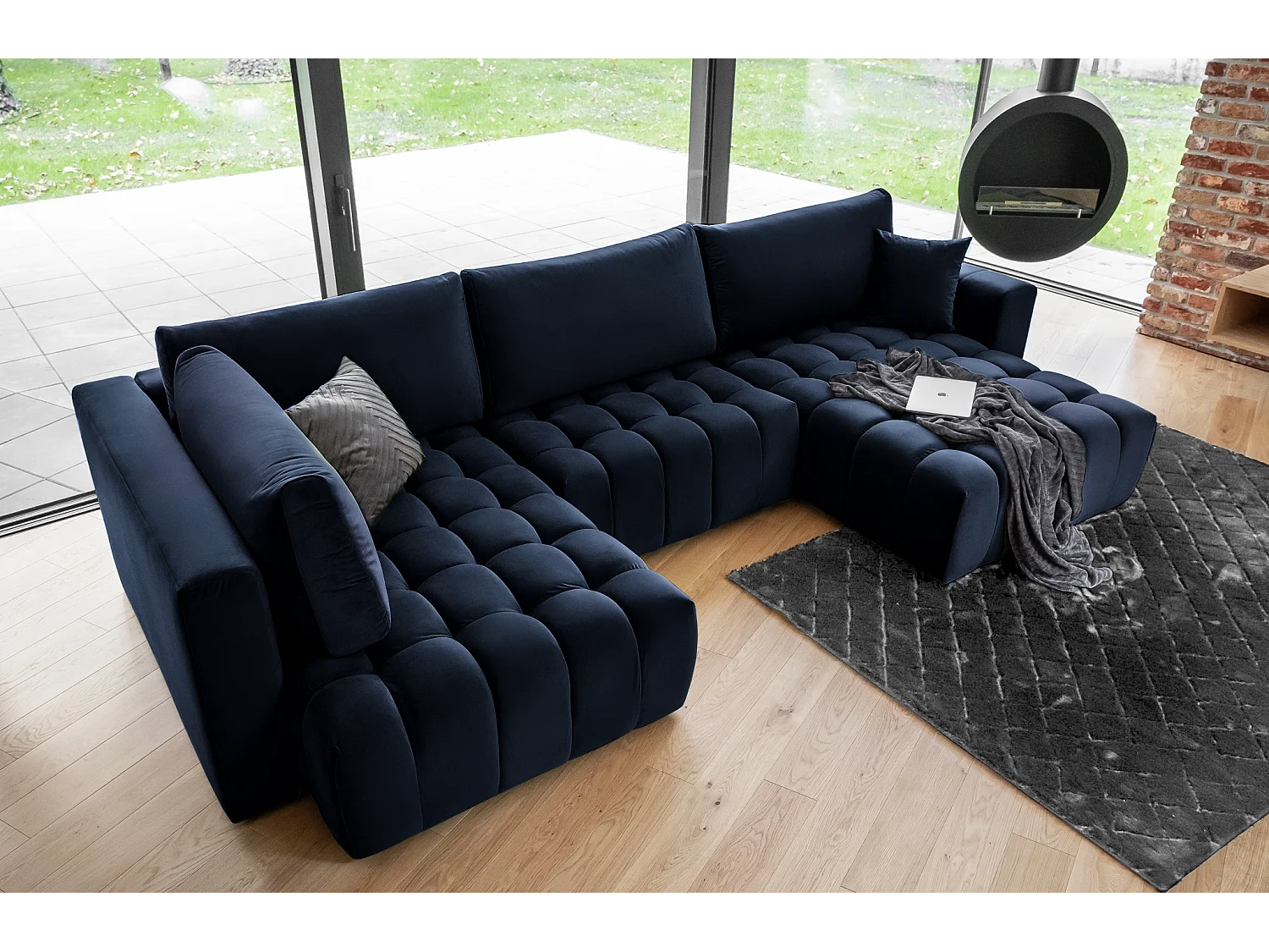Ecksofa Stelvio UR/Stoff-Blau