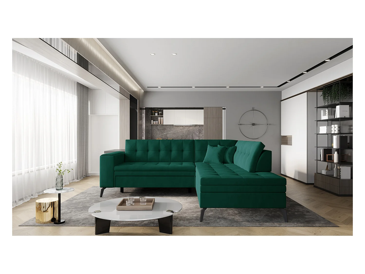 Ecksofa Monza R/Stoff-Grün