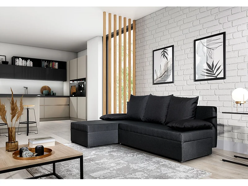 Ecksofa Picano L/Stoff-Schwarz