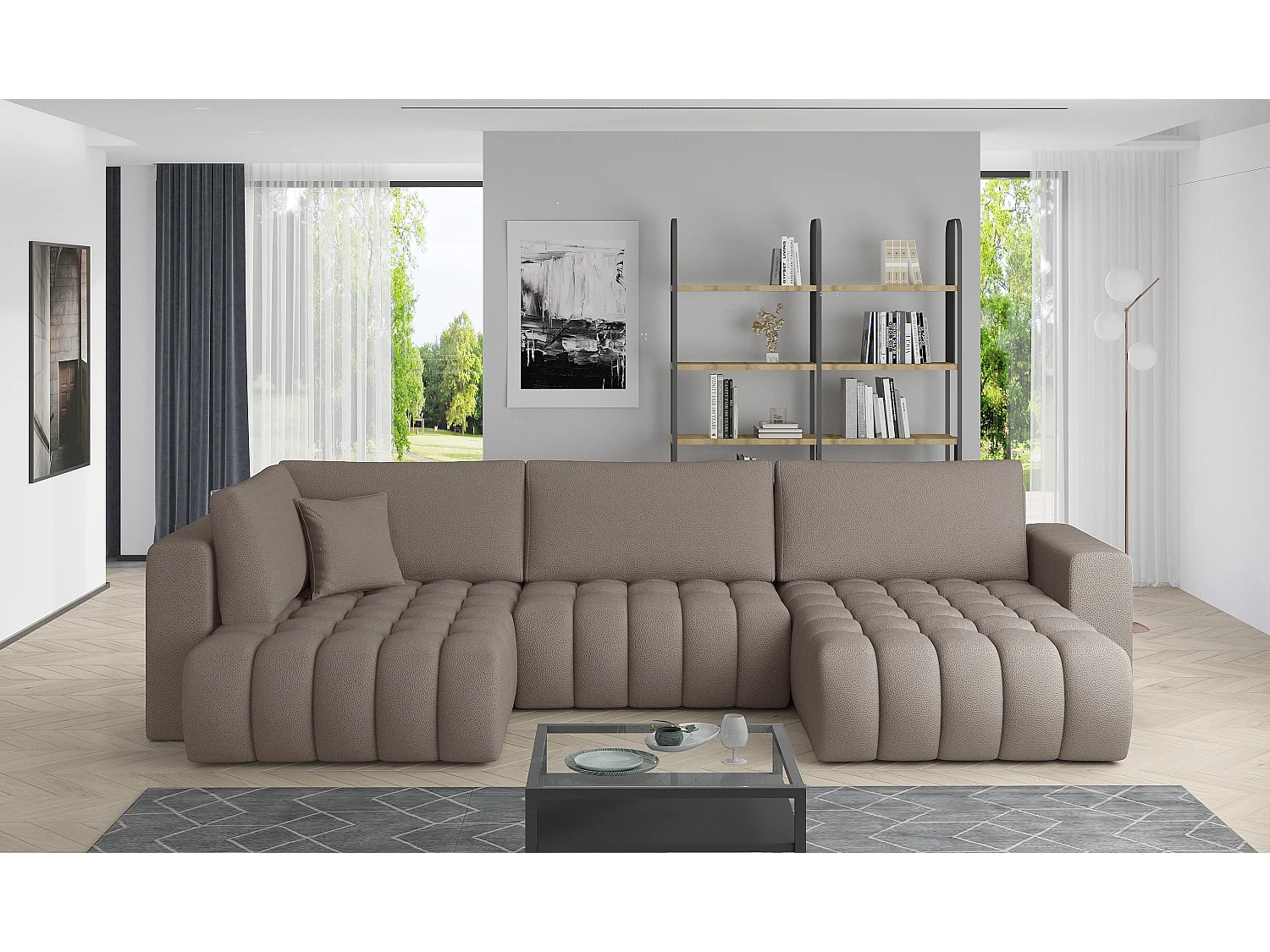 Ecksofa Stelvio UR/Stoff-Beige