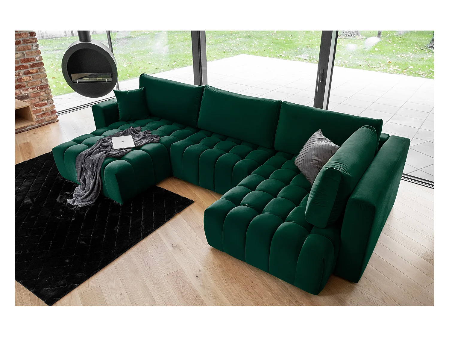 Ecksofa Stelvio UL/Stoff-Grün