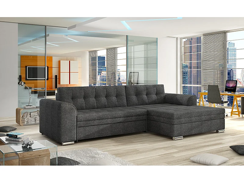 Canapé Corner Merati R/Tissu-Anthracite