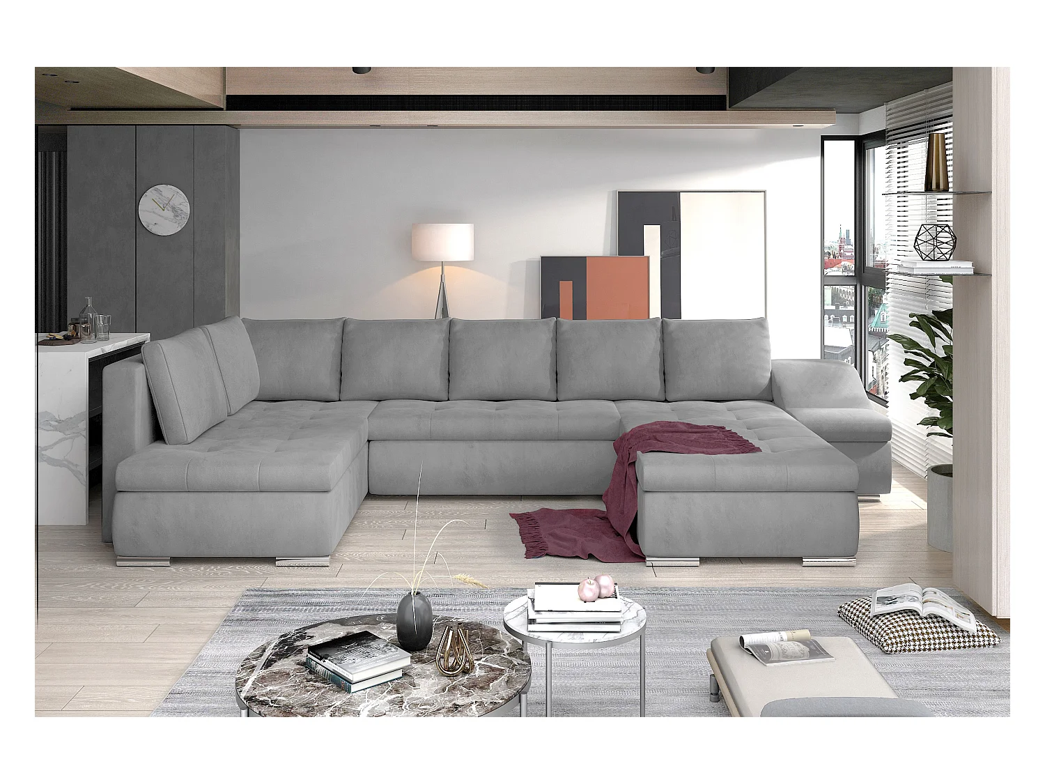 Ecksofa Marango UR/Stoff-Grau