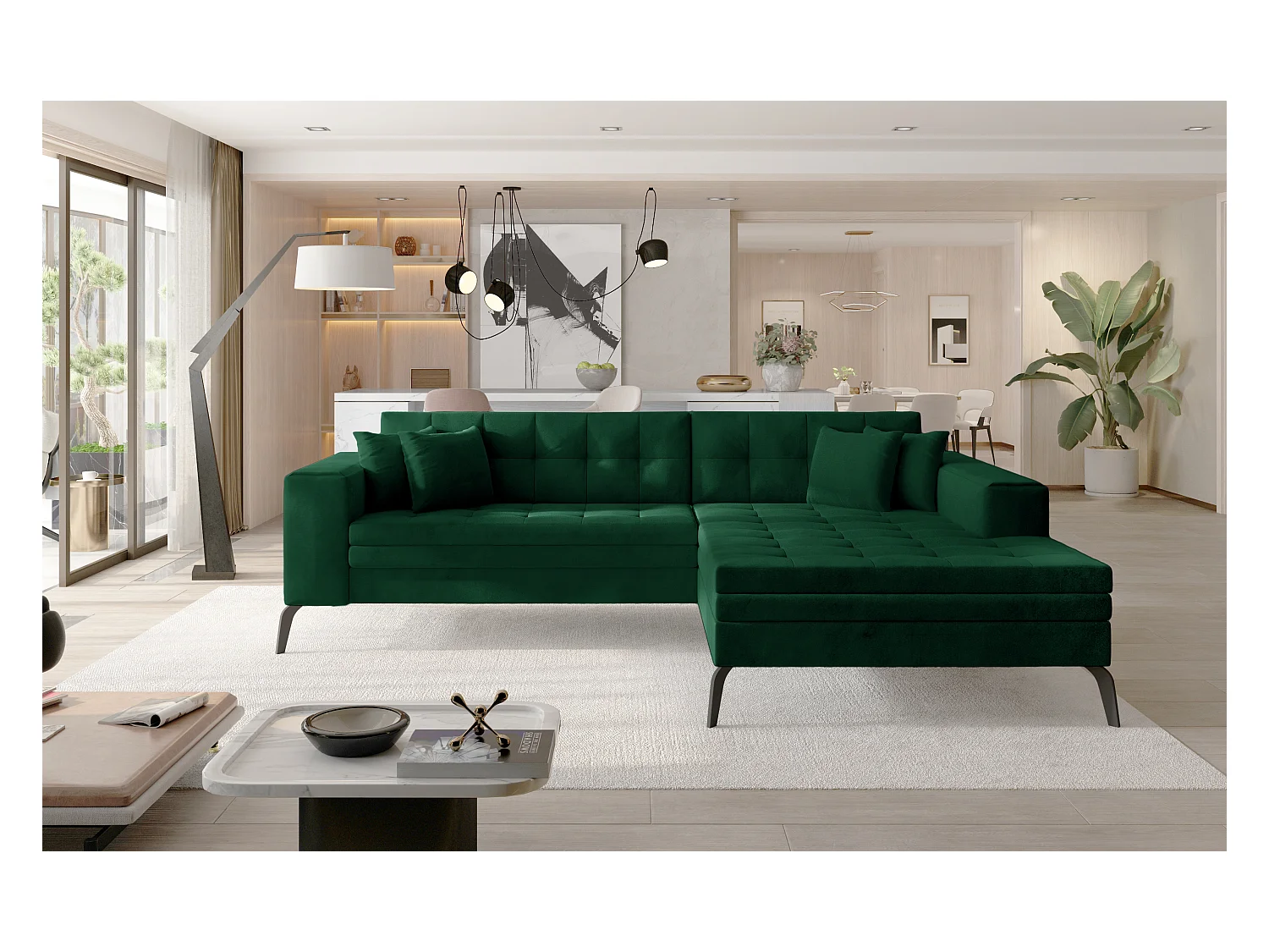Ecksofa Primo R/Stoff-Grün
