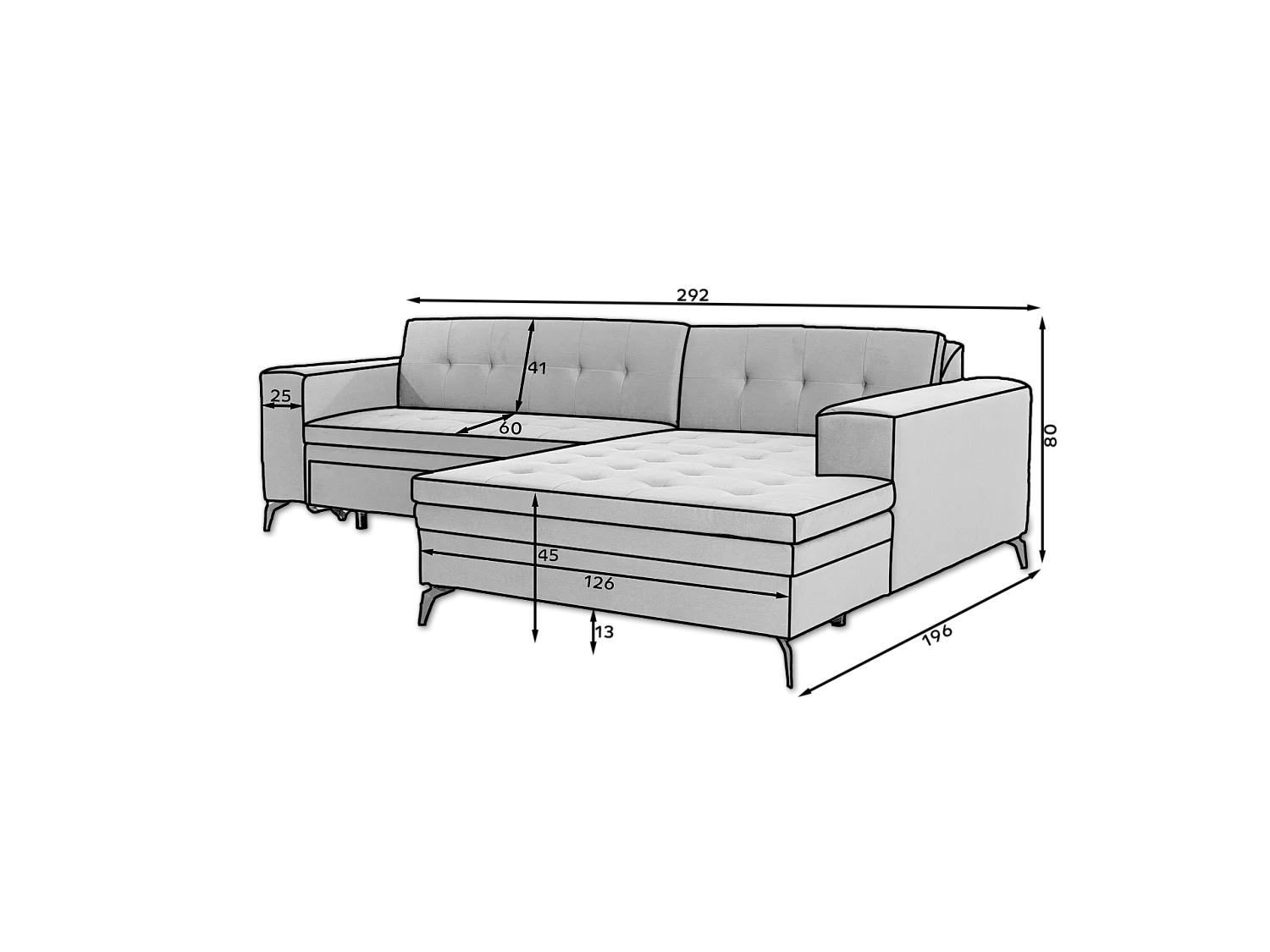 Canapé Corner Primo R/Tessu-Vert