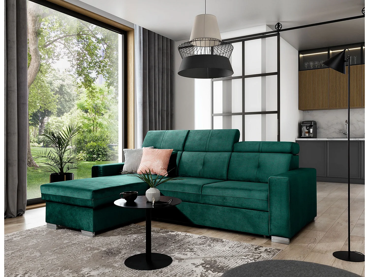 Ecksofa Vittorio L/Stoffbezug/Grün