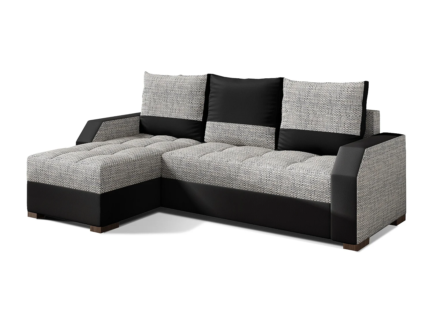 Divano d'angolo Tarrone L/Tessuto/Grigio&Nero