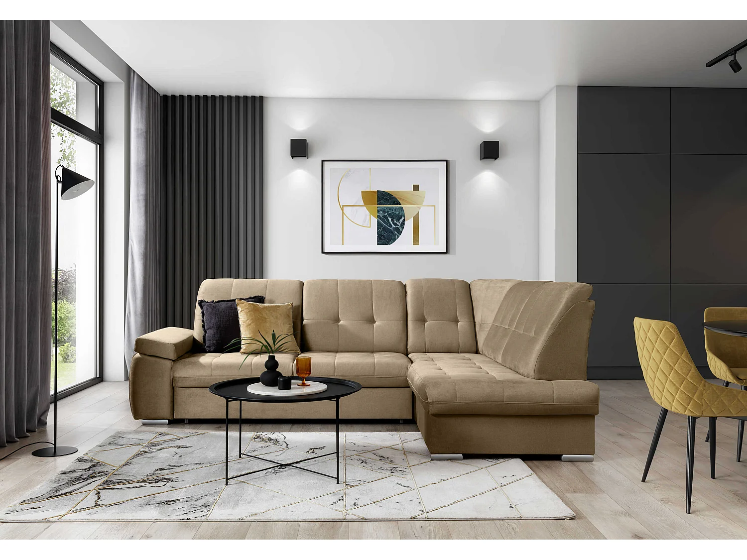 Sofá de canto Frizzo R/tecido-bege