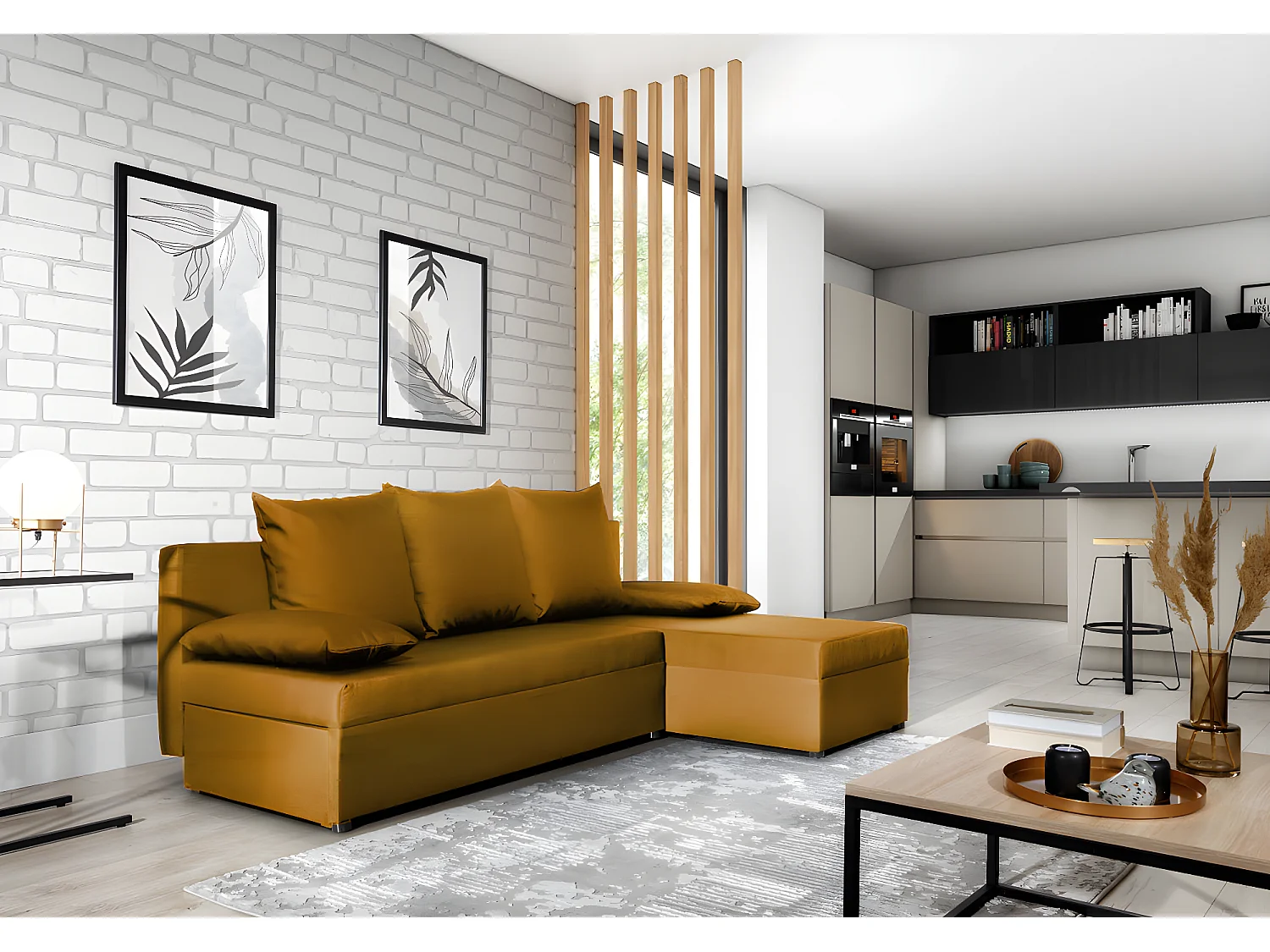 Divano d'angolo Picano R/Tessuto-Orange